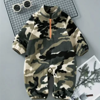 Baby Boy's Camouflage Pattern Polar Fleece Bodysuit